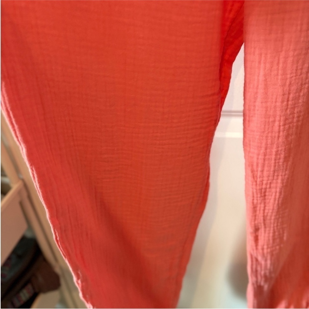 Evereve Gemma Playful Athletic Comfort Gauze Coral Cotton Jogger Jumpsuit L - Picture 10 of 10